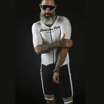 Mīlestības Sāpes Vīriešu Velosipēdu Skinsuit Triatlona Speedsuit Trisuit Īsām Piedurknēm Speedsuit Maillot Ciclismo Skriešanas Apģērbs Skriešanas