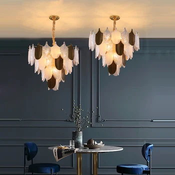 Mūsdienu Art Deco Stikla Lapu Zelta Sudraba Aptumšojami LED Lustras Stikla, Kristāla Lustra, lai Dzīvojamā Istaba, Guļamistaba, Ēdamistaba