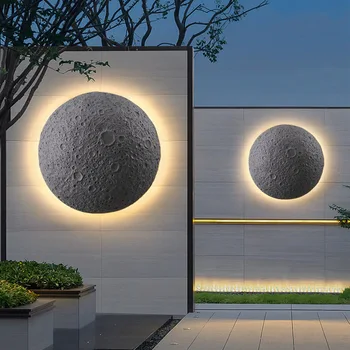 Mūsdienu Radošā Mēness Dizaina Cementa Sienas Sconce Āra Ūdensizturīgs LED Apgaismojums Terases Balkonu Apdare, Armatūra Lampas