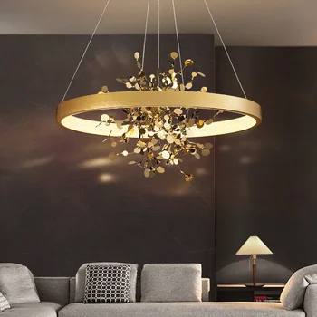 Mūsdienu luksusa Griestu Lustra Ēdamistaba Mājas Vara Apdares apgaismojums Guļamistabā Karājas gaismas Dzīvojamā istaba LED Pendant lampas