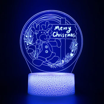 Nighdn Ziemassvētku Rotājumi 3D Nakts Gaismas Festivāla Atmosfēru Lampu 7 Krāsu Akrila Galda Lampas, Gultas Dāvanu Bērniem Zēni Meitenes
