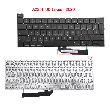 Nomaiņa Klaviatūras AK Izkārtojumu MacBook A2251 Tastatūras 2020. Gads ar Apgaismojumu