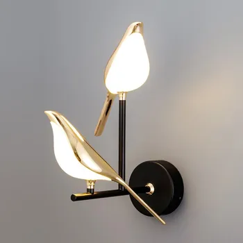 Nordic Style LED Sienas Lampa Mākslas Žagata Putnu Mājas Dekoru Guļamistabas Gultas Salons Fona Dekorēšana Sconce Iekštelpu Apgaismojums