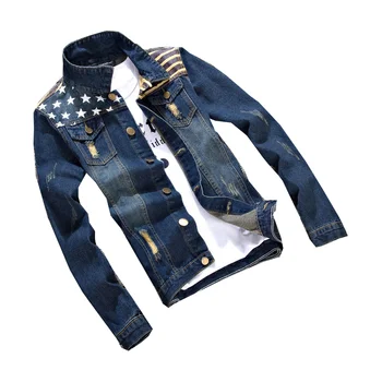 Novo bombardeiro com capuz džinsa jaqueta masculina jean casacos de algodão manga longa estilo japonês ao ar livre gadījuma azul tik