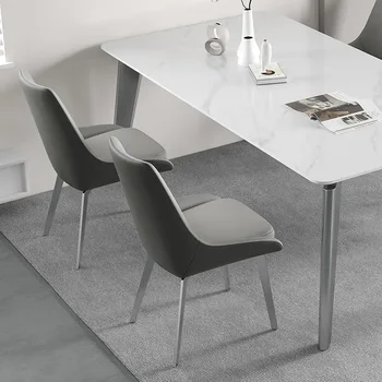 O48 Dizainers high-end ēdamistabas krēsls itālijas minimālisma ādas krēsls home gaismas luksusa mūsdienu vienkārša viesnīca, galda, krēsla mērci c
