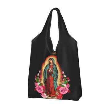 Our Lady Of Guadalupe Jaunavas Marijas Lielu Atkārtoti Iepirkumu Somas Mašīna Mazgājami Salokāms Somas Viegls Dāvanu Eco Izturīgs Somas