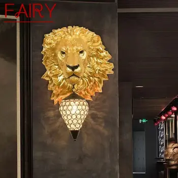 PASAKU Mūsdienu Zelta Lauva Sienas Lampas LED Vintage Radošais Sveķu Sconce Gaismas Mājas Dzīvojamā Istaba Fona Koridora Dekori