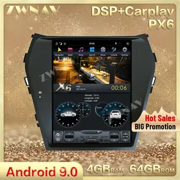 PX6 vertikāla ekrāna Tesa - stils Android 9.0 Auto Multimediju atskaņotāju Hyundai IX45 Santa fe 2013-2018 Radio stereo GPS galvas vienības