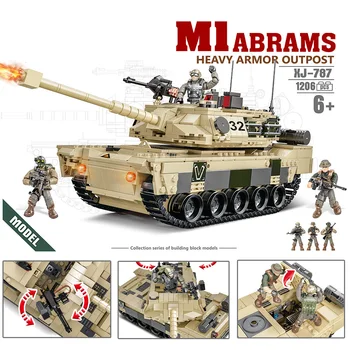 Pasaule Kara Militāro Amerikas Savienotās Valstis M1 Abrams Smago Bruņas Priekšpostenis Tvertne Mega Bloks Modelis Ww2 Armijas Skaitļi Ēka, Ķieģeļu Rotaļlietas
