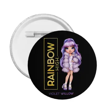 Pasūtījuma RainbowHigh Violeta Vītolu Pogu Pin Apģērbu Nozīmītes Piespraudes Pinback Dāvanu