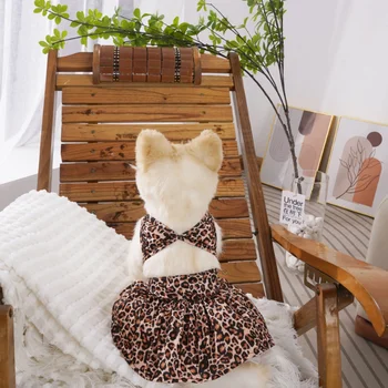 Pet Suņu Apģērbu Peldkostīmu Kleitu par Suņu Apģērbu Kaķis Mazs Leopards Drukāt Zieds Gudrs Plānas Vasaras Meitene Chihuahua Pet Produktu 2023