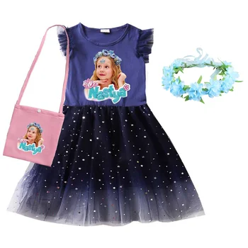 Piemēram, Nastya Apģērbs Mazulim Meitenes Varavīksnes Mežģīņu Kleitas ar Vainagu Soma Bērniem, Multiplikācijas filmu Dārzs Banban Kāzu svinības Princese Vestido