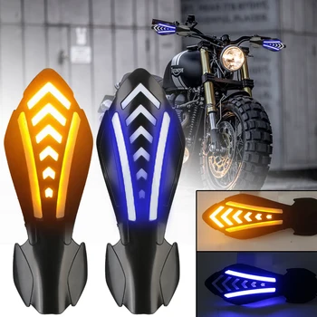 Pretvēja Motociklu Handguards 1 Pāra Aizsargs Vairogs Ūdensizturīgs Motokrosa Stūres Aizsargi ar LED Pagrieziena gaismas, kas Plūst