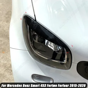 Priekš Mercedes Benz Smart 453 Fortwo Forfour 2015-2020 2gab Auto Spīdīgi Melnu priekšējo Lukturu Plakstiņu Uzacu Vāciņš Melns, Gloss Black ABS