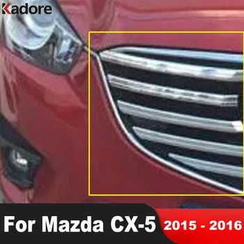 Priekšā Centrā Režģi, Restes Vāka Apdare Priekš Mazda CX-5 CX5 2015 2016 Chrome Auto Sacīkšu Grils Molding Sloksnes Eksterjera Aksesuāri