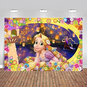 Princese Rapunzel Fons Dzimšanas dienas svinības Piegādēm Tangled Baby Dušas Banner Dzimšanas dienas svinības Apdare