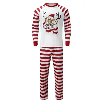 Red White Stripes Ģimenes Apģērbu Komplekts Bērnu Pidžamas Priecīgus Ziemassvētkus Ģimenes Saskaņošanas Pidžamas Komplekti Bērnu Zēnu Drēbes