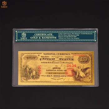 Reklāmas Dāvanas 1875 MUMS Zelta Banknošu $10 Dolāru Naudas Banknotes 24k Zeltu Ar RP Rāmis Kolekcija