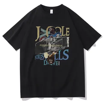 Reperis J. Cole Forest Hills Vadīt Mūzikas Albuma Vāka Grafiskais T Krekli Vīriešu Vintage T-krekls Vīriešiem, Sievietēm Hip Hop Lielgabarīta Tshirt
