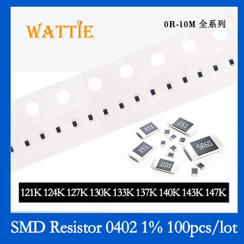 SMD Rezistors 0402 1% 121K 124K 127K 130K 133K 137K 140K 143K 147K 100GAB/daudz chip rezistori 1/16W 1.0 mm*0.5 mm