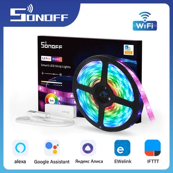 SONOFF L3 Pro 5M RGBIC Wifi Smart LED Sloksnes Gaismas 16,4 Pēdas Bezvadu Tālvadības Balss/ Vietējās Vadības Tips C DC5V Adapteris Smart Home