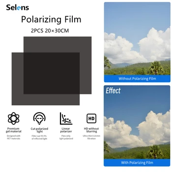 Selens Polarizācijas Plēve, 2 GAB 7.8x11.8kas Līmi Polarizētās Lapas Lineāras Polarizācijas Fotogrāfija Filtrs LCD Ekrānu Remonts