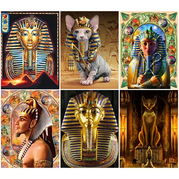 Senajā Ēģiptē Mājas Dekoru Krāsošana Dimanta Mākslas un Amatniecības Faraons 5D Diy Krāsu Pilna Urbt Mozaīkas Apgleznošana Sienu Dekors