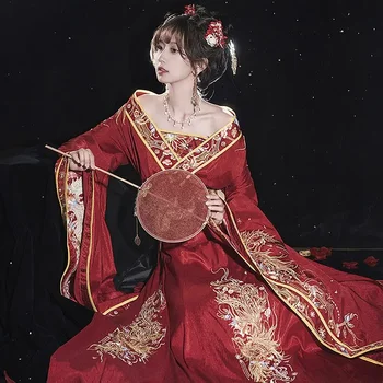 Seno WeiJin Dinastijas Kāzu Pasaku Hanfu Kleita Sievietēm Ķīniešu Stilā Tradicionālo Deju Red Cosplay Kostīmi Vintage Tērpu Komplekti