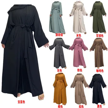 Sievietēm Musulmaņu Dubaija Arābijas Turku Apģērbs Kimono Atvērt Cieto Drēbes, Ilgi Svārki Wrap Priekšējā Mala Ramadāna Puse 2 Gabals, Kas