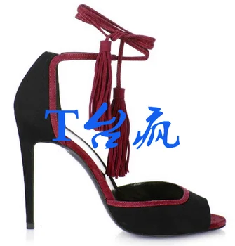 Sieviešu 2022 Dizaina Sekla Sandales Zamšādas Plānas Augsta Papēža Peep Toe Bārkstis Sandales Stilīgu Un Seksīgu Aptvertu Papēža Sprādzes Siksniņu Kurpes