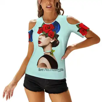 Sirreāls Sieviete Kolāža Sieviete Tshirts Iespiesti Topi Modes Grafiskais T Krekls Harajuku Īsām Piedurknēm T-Krekls Sirreālisma Sievietes Sejas