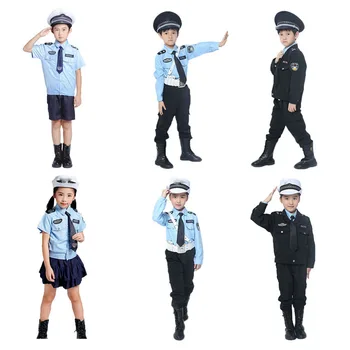 Skolas Skatuves Valkāt Darbības Pusaugu Zēnu Policists Cosplay Kostīmi Halloween Karnevāls Bērniem, Meitenēm Svārki ar Vāciņu Komplekts