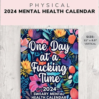 Smieklīgi Kalendāra Garīgās Veselības 2024. Gadam, Zvēru Iedvesmas Kalendārs 2024. Gadam, Ziedu Kalendāru, Inspirational Sienas Kalendārs