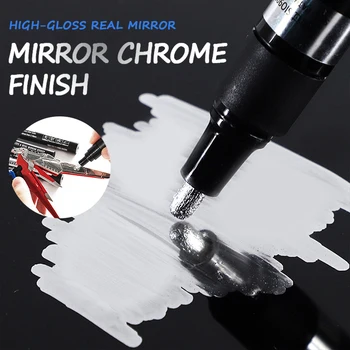 Spogulis Sudraba Krāsas Pildspalvu Chrome Mirror Marķieri, Pildspalvas Metāla Ūdensizturīgs DIY Šķidruma Paraksts Modeli, spīdīgi Galvanizācijas Pildspalvu