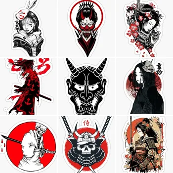 Spoku Masku Samurai Warrior Red Sun Radošo Uzlīmes, Buferi Auto Motocikla Ķivere Kravas automašīnu, Velosipēdu Sienas PVC Decal Assecories 2023