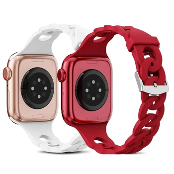 Sporta Silikona Dobi Delnas Siksniņu, Apple Skatīties 40mm frekvenču Joslā 38 41 42 44 45 49mm Modes Watchband par iWatch SE 9 8 7 6 5 4 3 2