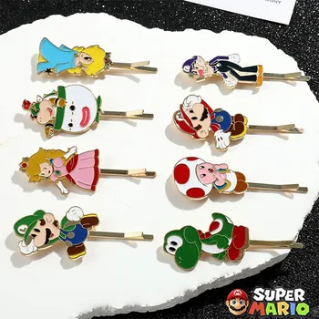 Super Mario Bros Sakausējuma Matu Pin Piederumu Meitenēm Anime Princese Persiku Metālu Matu spraudes Rotājumi Krupis Karikatūra Bobby Pin