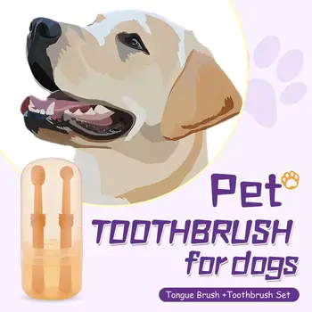 Suņa zobu Suka Komplekts Kucēnu zobu Suka efektīvi Tīra Zobus Traipus Viegli Nekādu Kaitējumu Smaganas Silikona Kaķis Zobu un Mēles Tīrītājs