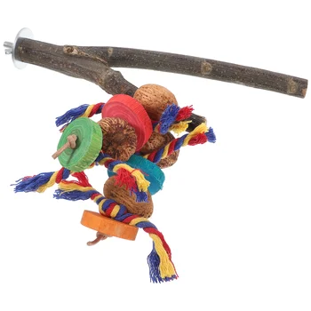 Svītrainām Bass Papagailis Stāvēt Putnu Rotaļlietas Karājas Koka Barošanās Parakeet Būru Piederumi