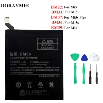 Sākotnējā BM22 BM31 BM36 BM37 BM39 Akumulatoru Xiaomi Mi3 Mi5 Mi5S Plus Mi6 Nomaiņa Telefonu Baterijas +Instrumenti
