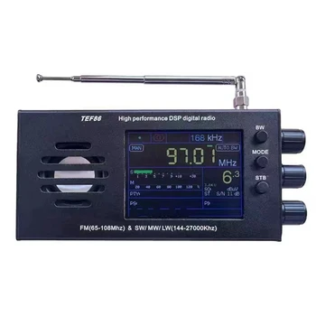TEF6686 FM(65-108Mhz)&SW/MW/LW(144-27000Khz) DSP Radio Uztvērējs Ar RDS Akumulatora Izturīga Melna