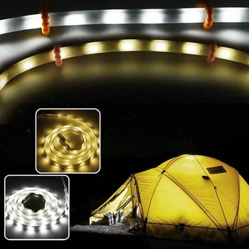 Telts LED Gaismas Sloksne ūdensizturīgs Āra Kempings Silti Balta lampas Portatīvo ūdensnecaurlaidīga elastīga neona Sloksnes, lentes Laternu Gaismas