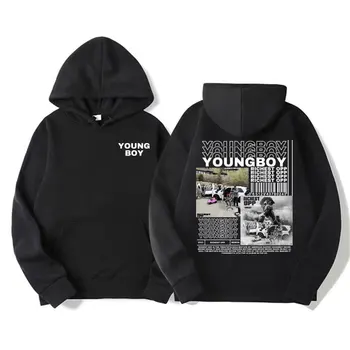 Tikai YoungBoy 2023 Jaunu Albumu, Hoodies Vīriešiem, Sievietēm, Klasiskās, Puloveri, sporta Krekls Cilvēks Tendence Stila, ar garām Piedurknēm pelēkā vārna Streetwear