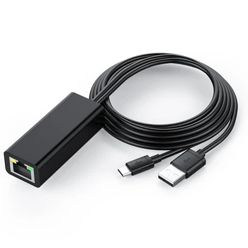 Tv 4K Stick USB-C RJ45 LAN Tīkla Adapteris Ar USB 2.0 Barošanas Kabelis Strāvas Padeve