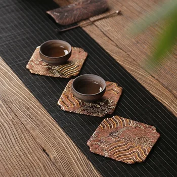Tējkanna mat Izolētas kalniņi Kung Fu tējas komplekts mat placemats galda placemat virtuve Ķīniešu izšuvumi tējas tases turētājs Kalniņi