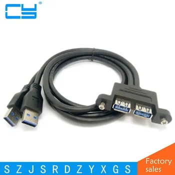 USB 3.0 Dual Combo Sieviešu un Vīriešu pagarinātāja Vads ar Skrūvi Paneļa Piestiprināšanas Caurumi 50cm/0.5 m 80cm/0.8 m