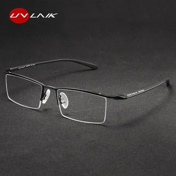 UVLAIK Vīriešu Biznesa Pusi Rāmis, Titāna Sakausējuma Brilles Rāmis Atpūtas Ultra-light Tuvredzība, Optiskās Brilles Uzacu Stieples Rāmis