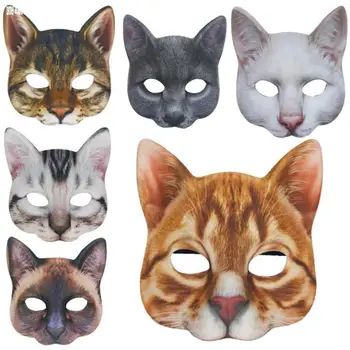 Unisex Kaķis Masku Halloween Puse Sejas Spilgti Kaķis Maska Grupa Spēlē Tērpu Aksesuārus Dzīvnieku Puse Maska Unisex Cosplay Party Aksesuāri