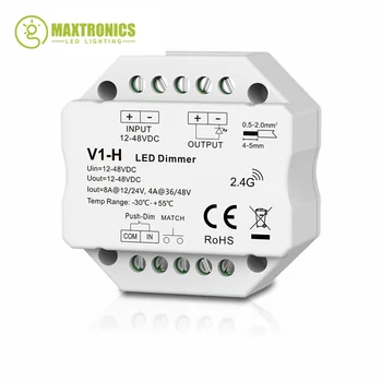 V1-H 12-48VDC 24V 36V 96W/192W/144W/192W Vienu vienkrāsains LED Reostats, Soli mazāk Dimming /Push Dim Kontrolieris LED Strip Gaismas