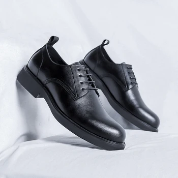 Vasarā jauni elpojošs formālas biznesa stila norādīja ikdienas ādas mīksto soled vīriešu bieza soled mazas melnas kurpes